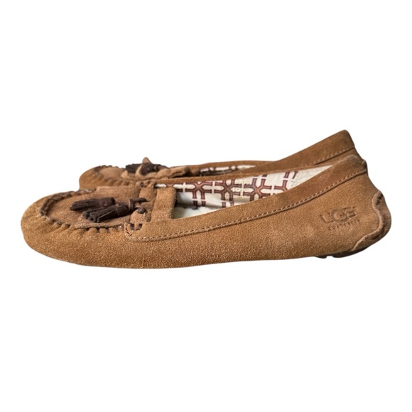 Ugg Australia Lizzy Moccasin Slip On Slippers Womens 9 Chestnut Brown Tassel - Picture 4 of 16